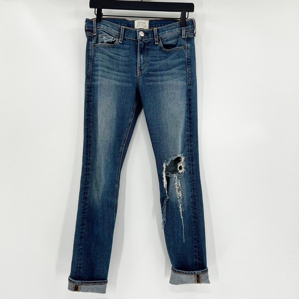 McGuire Aarons Slim Jeans The Fall Wash Distressed Denim Size 28 - Picture 2 of 6